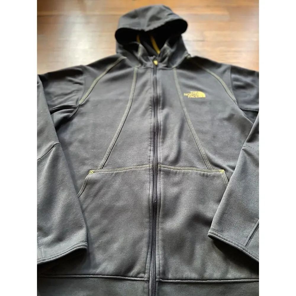 The NORTH FACE Gray/Yellow Full Zip Hooded Fleece Lined Sweatshirt sz M